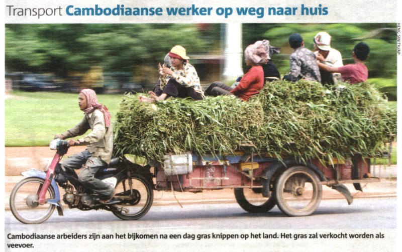 Cambodiaanse werker op weg naar huis artikeltje