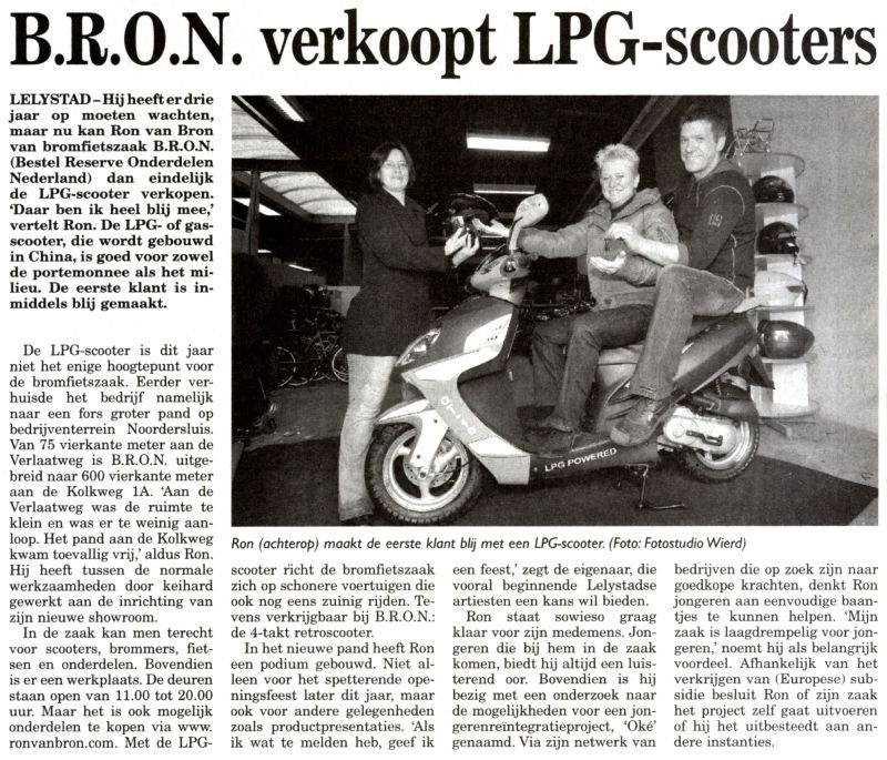 B.R.O.N. verkoopt LPG Scooters.
